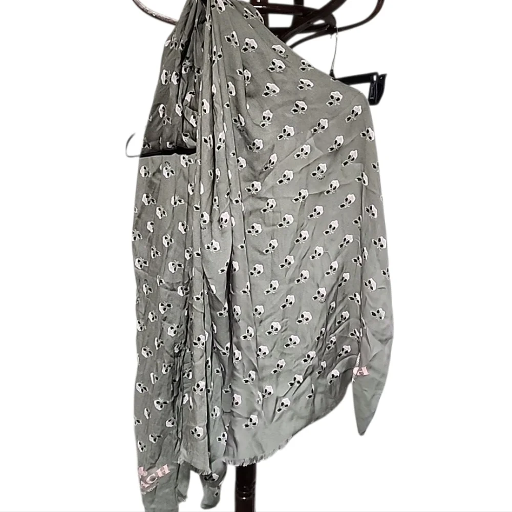 Coach Pink and Black Floral Scarf
